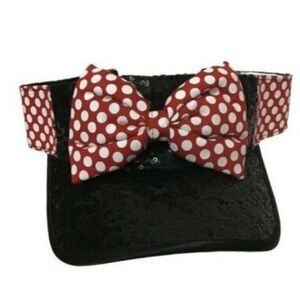 BRAND NEW DISNEY PARKS MINNIE HOUSE VISOR CAP HAT SEQUINS POLKA DOTS BOW  